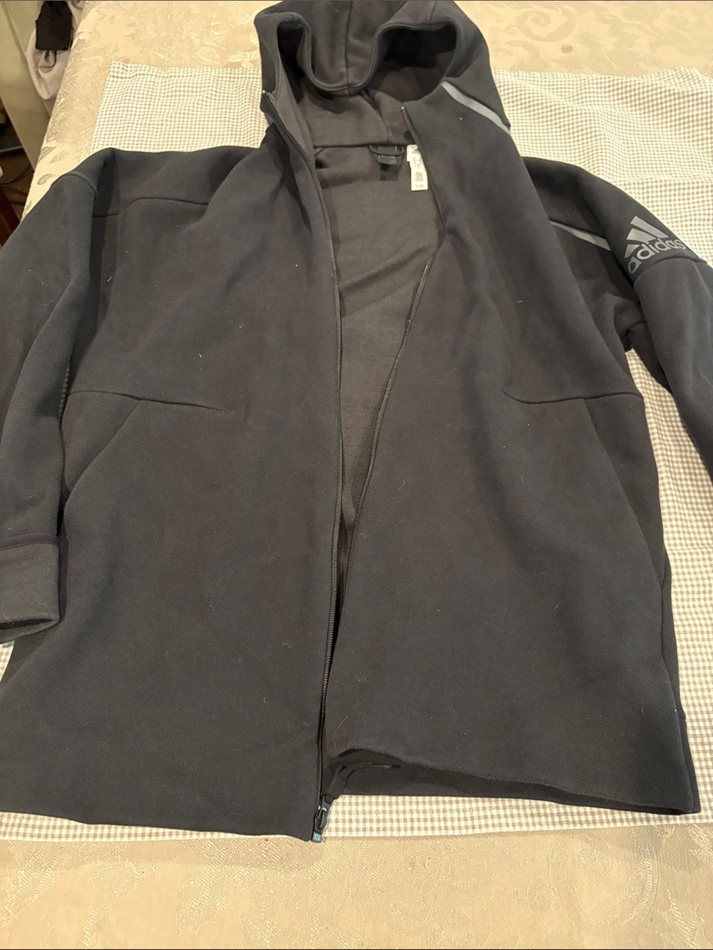 adidas Men's Black Hooded Lightweight Jacket with Reflective Trim
